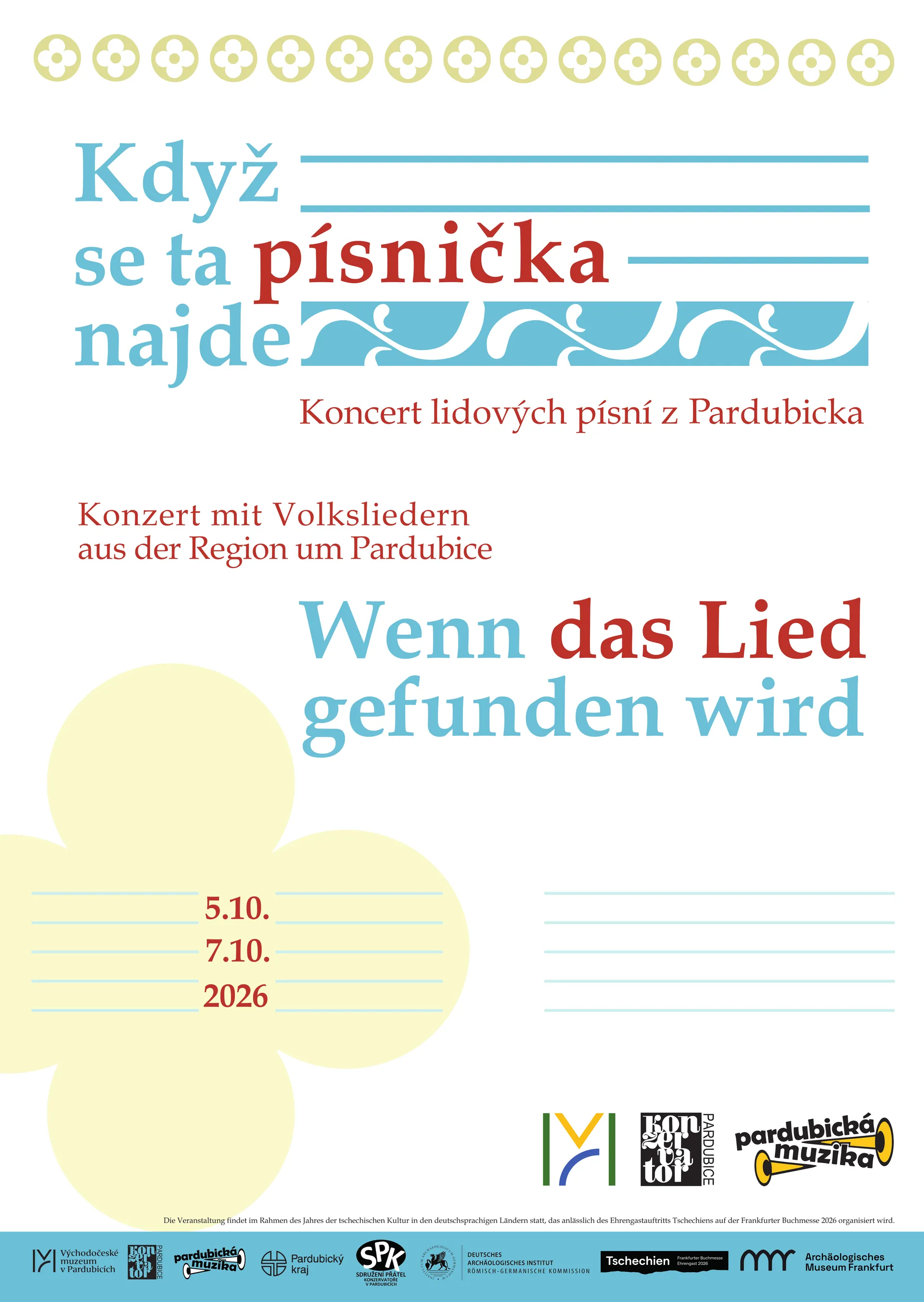 Konzertplakat für Brass Band-Konzert mit Volksliedern aus Pardubice