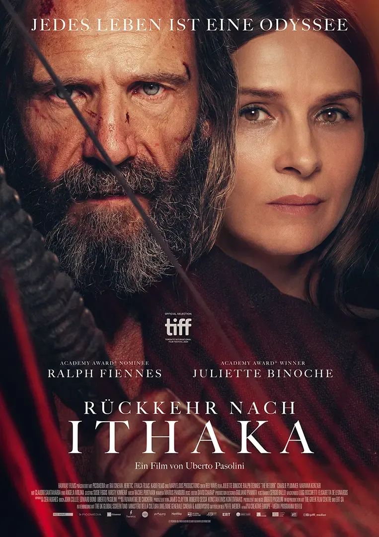 Filmplakat mit Porträtaufnahme von Ralph Fiennes und Juliette Binoche.