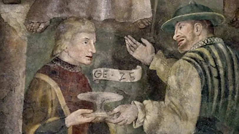 Detail einer Wandmalerei von Jörg Ratgeb.