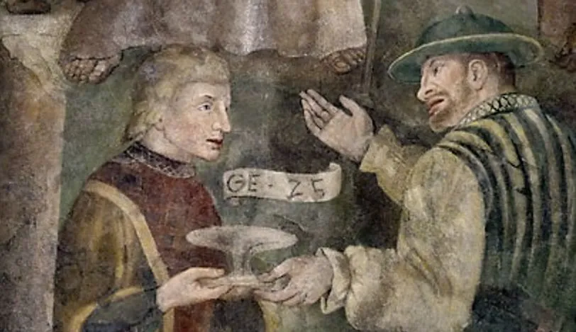 Detail einer Wandmalerei von Jörg Ratgeb.